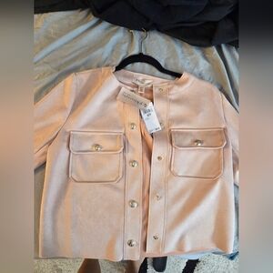 Pink Jacket with Gold Buttons